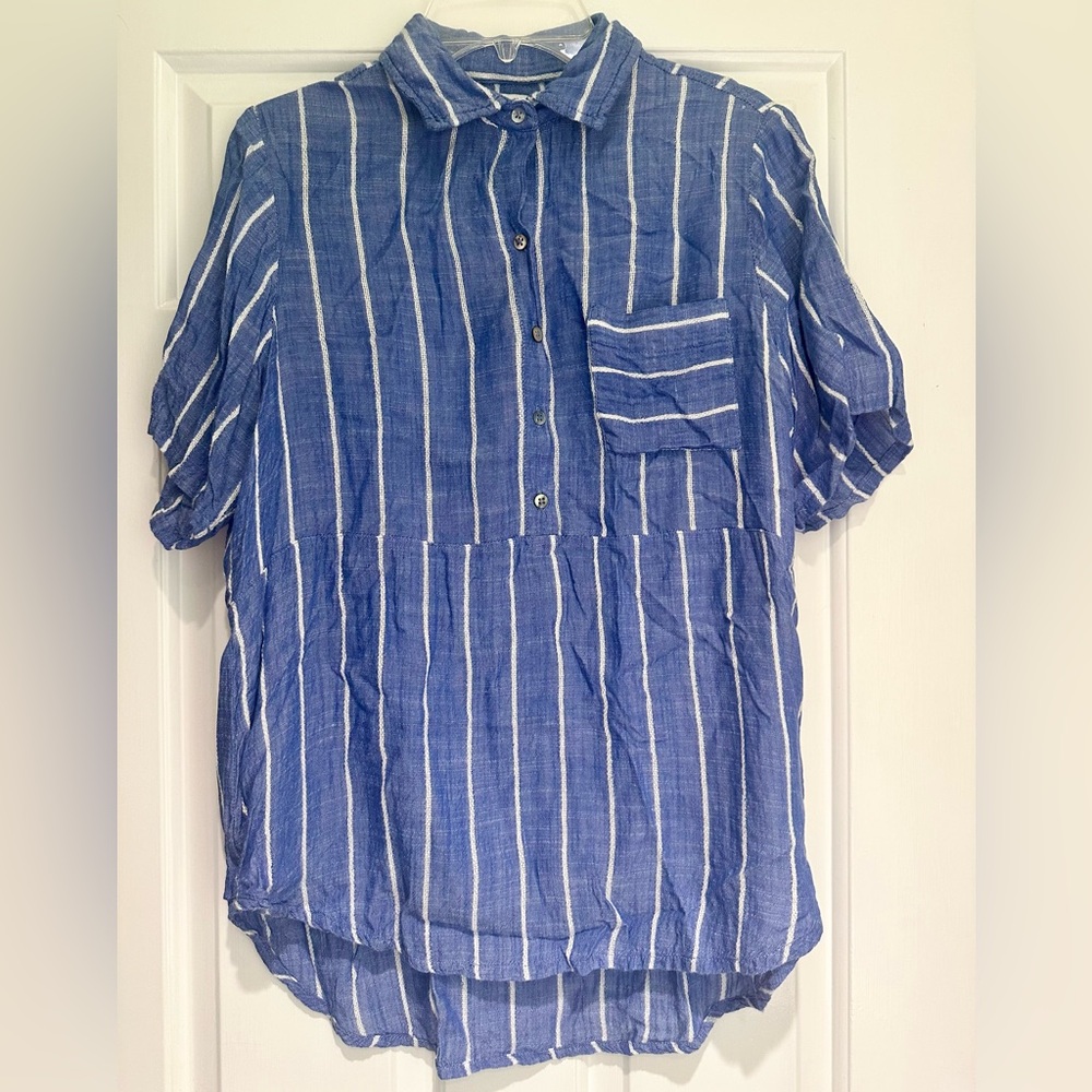 Sisstrevolution Blue and White Striped Shirt